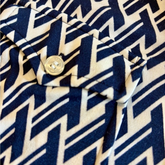 Tory Burch Crista T Lattice Logo Print Shirt Dress Navy White Size S/P - Picture 8 of 11